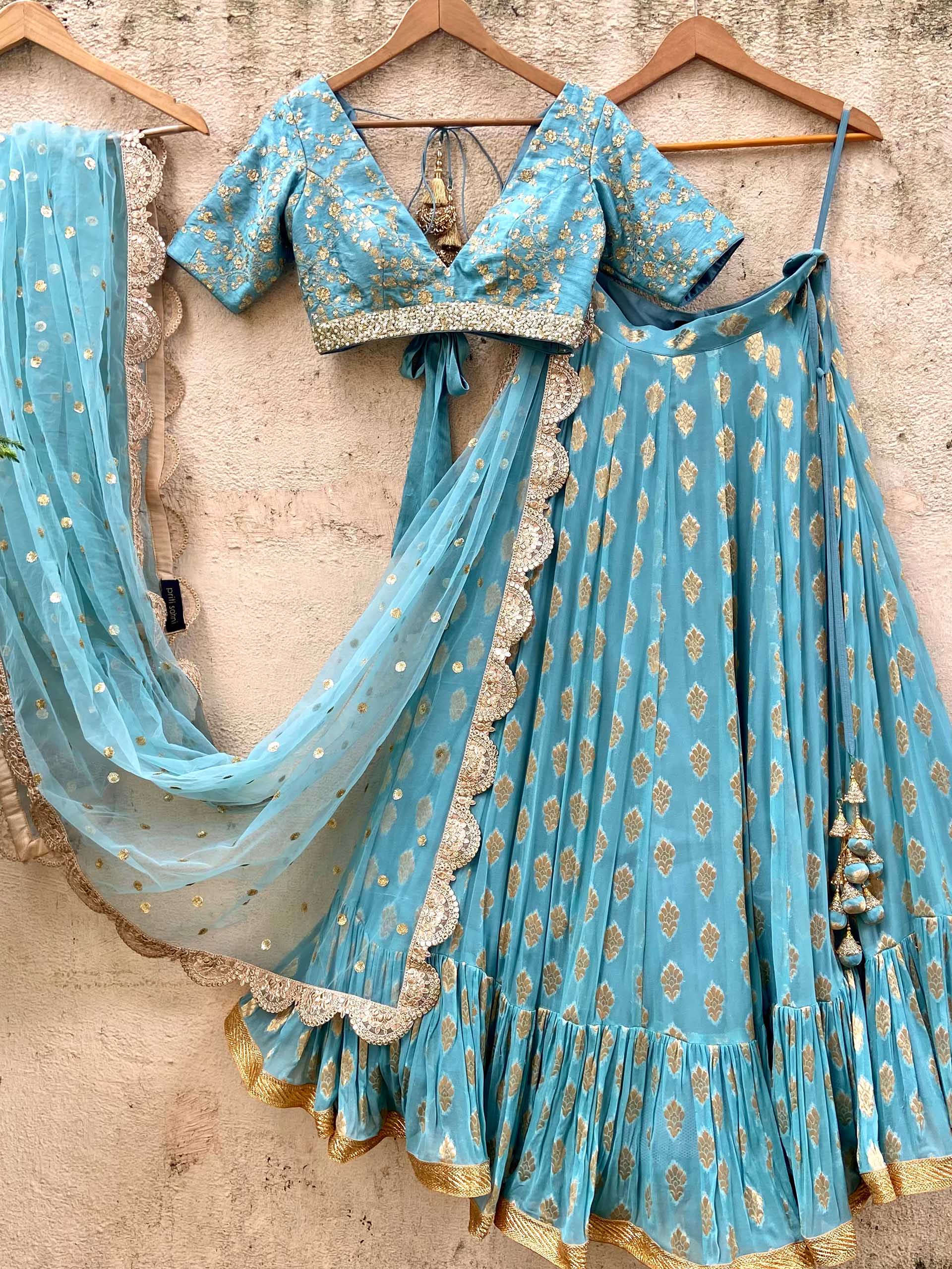 Turkish Blue Lehenga Set image 0