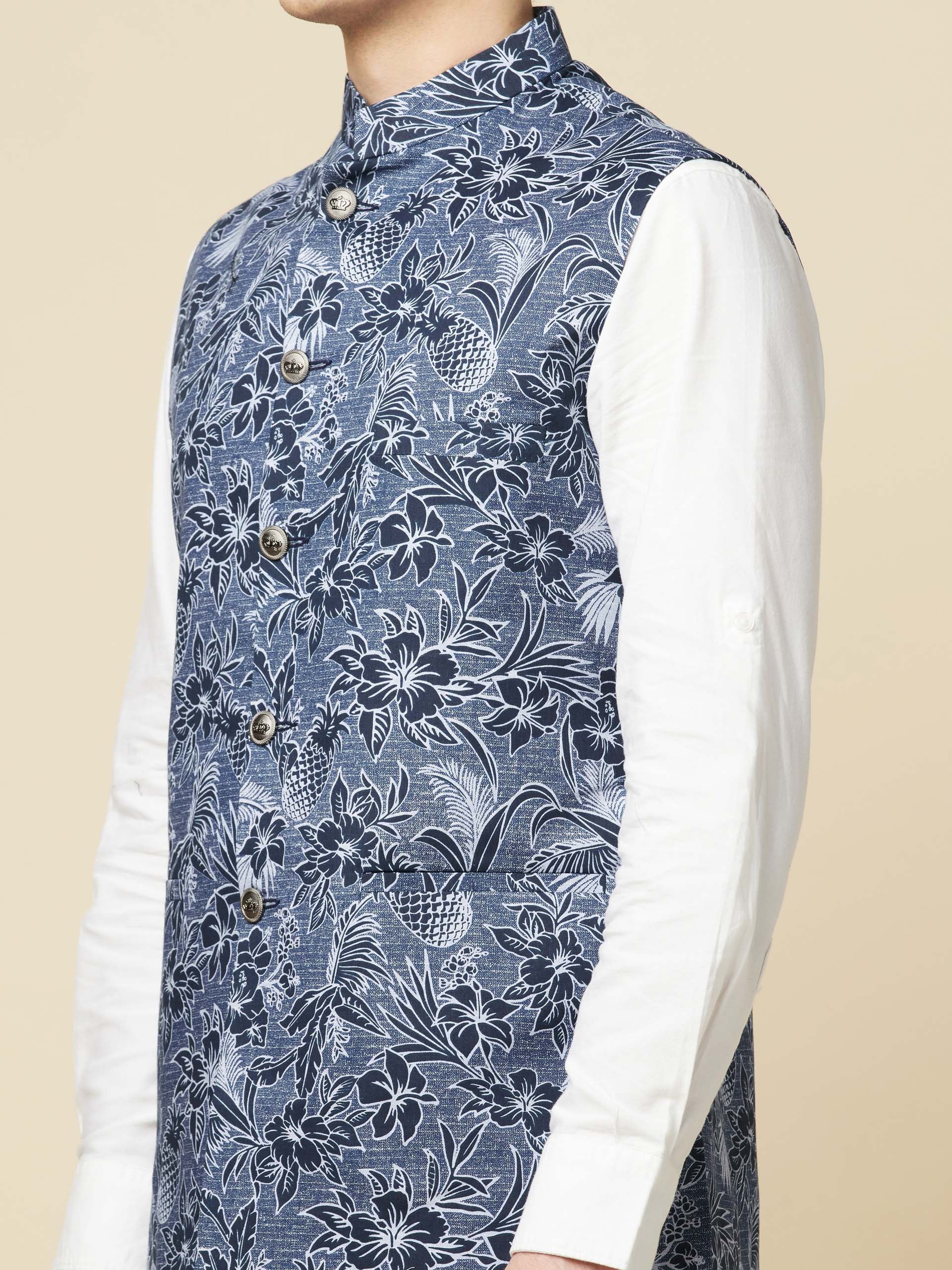 Tropical Print Bundi Jacket Set image 1