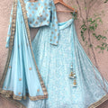 Blue Lucknowi Lehenga image 0