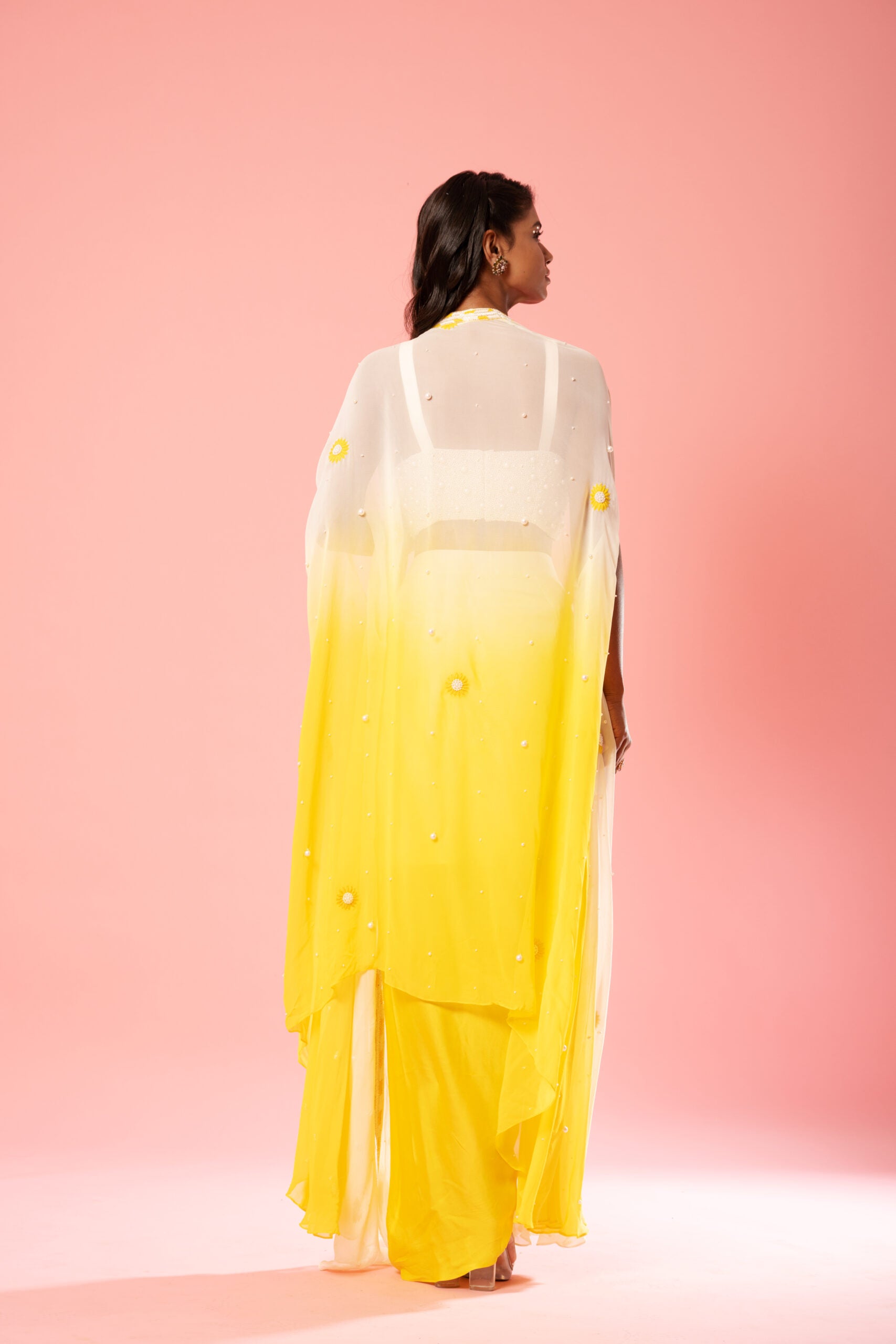 Ivory And Sunshine Yellow Co-ord Dhoti Set image 1
