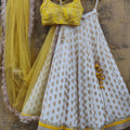 White and Yellow Ruffle Lehenga image 0