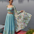 Ice Blue Floral Lehenga Set image 0