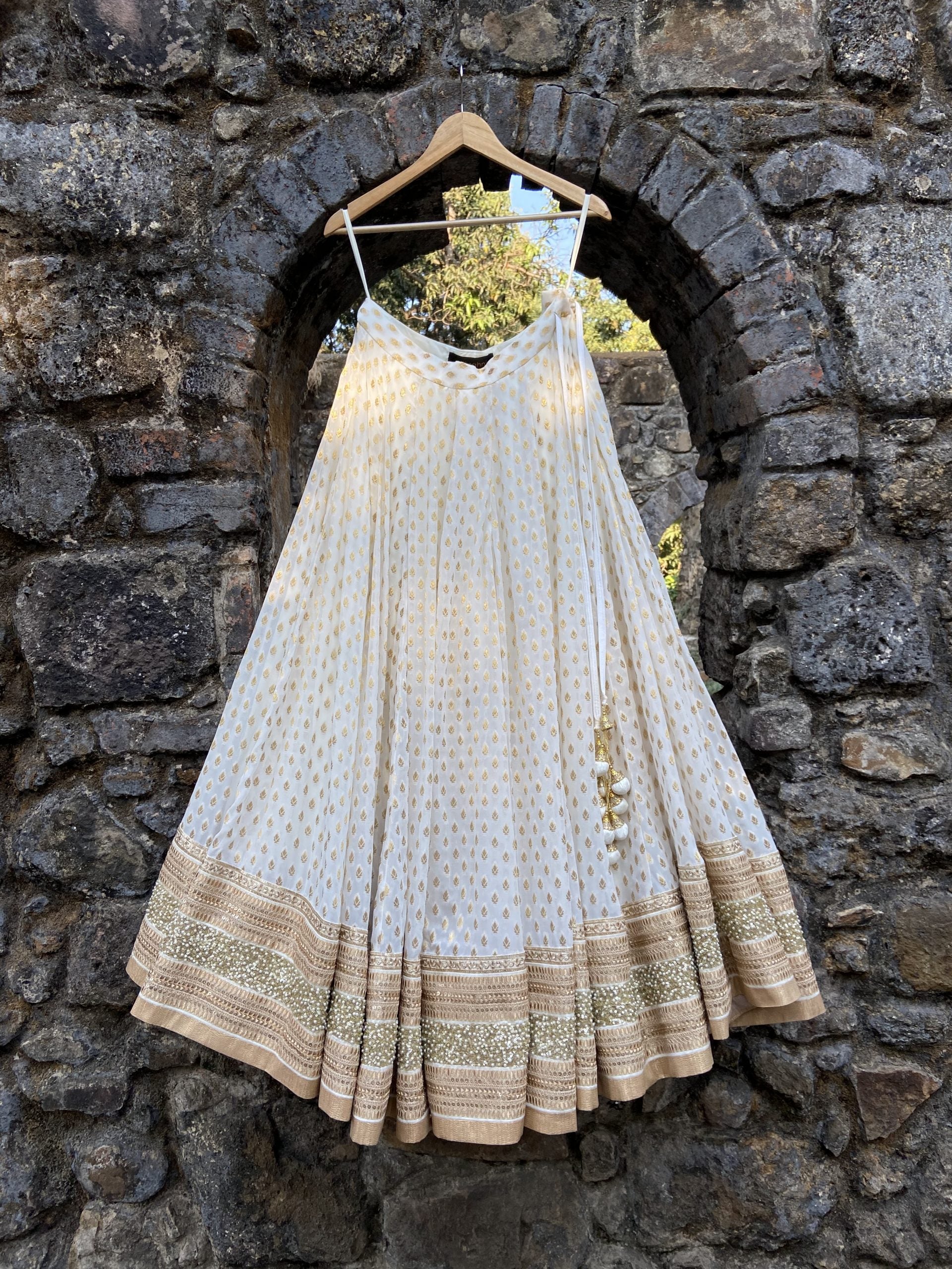 Ivory Mirror Bustier Lehenga Set image 3