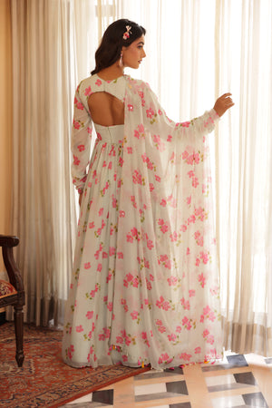 Floral Printed Chiffon Anarkali image 2