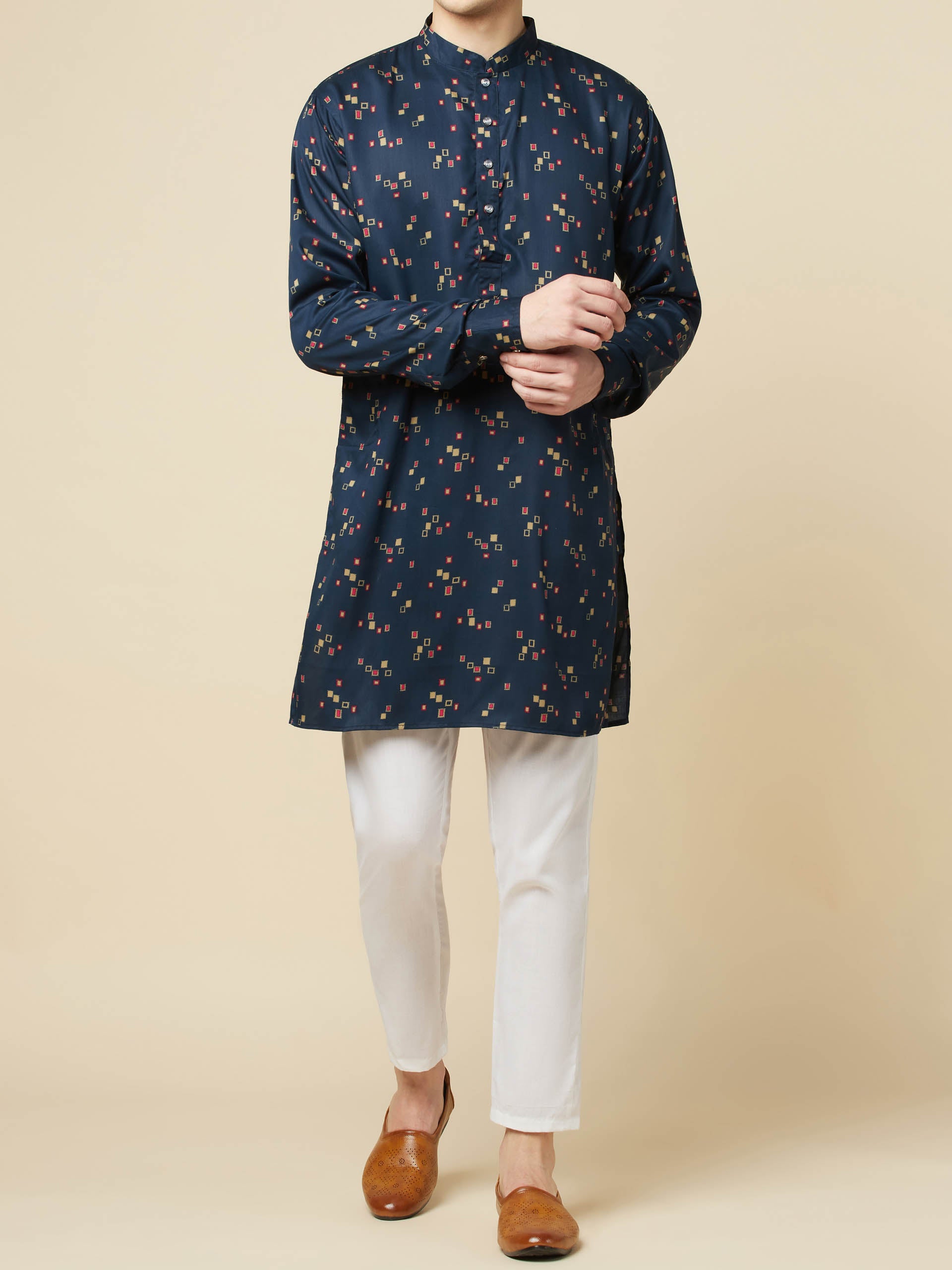 Teal Blue Printed Kurta image 3