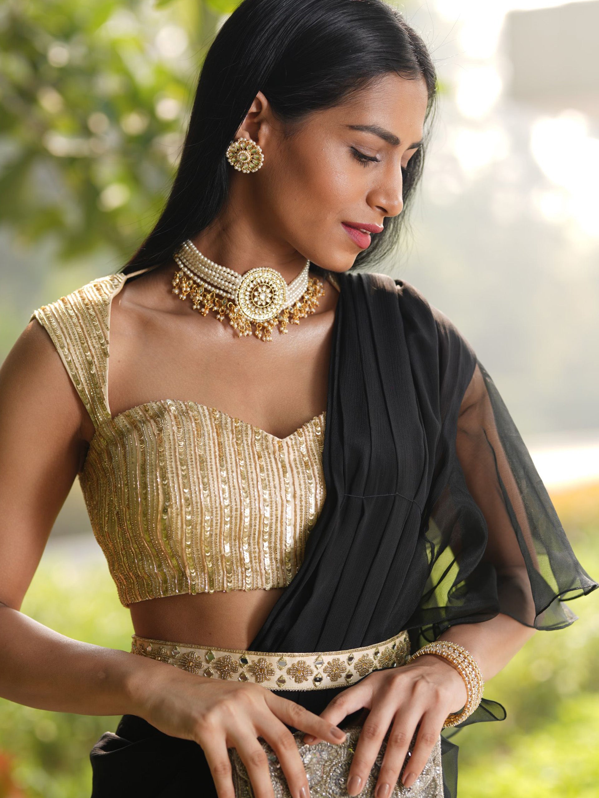 Black and Gold Lara Saree Set image 1