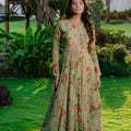 Pista Green Embroidered &amp; Printed Anarkali Suit Set image 0