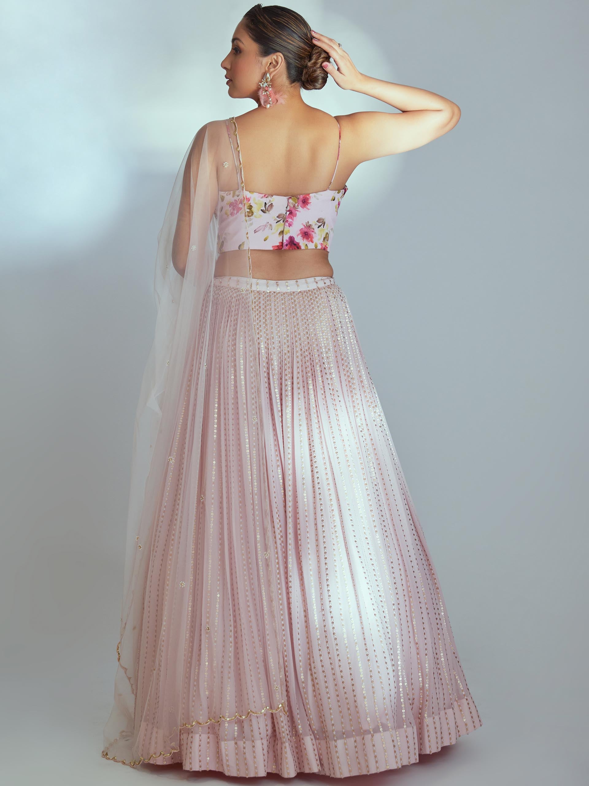 Light Pink Sequin Lehenga Set image 2