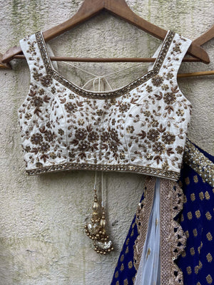 Deep Blue Embroidered Lehenga Set image 1