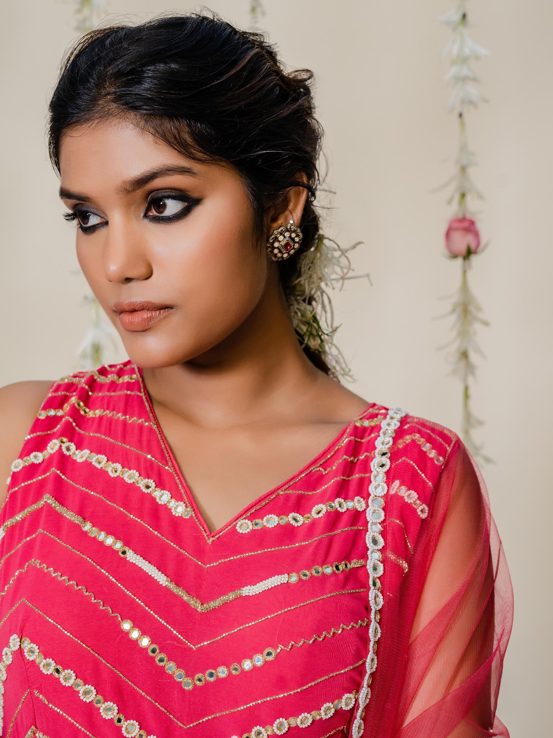 Fuchsia Pink Mirror Sharara Set image 5