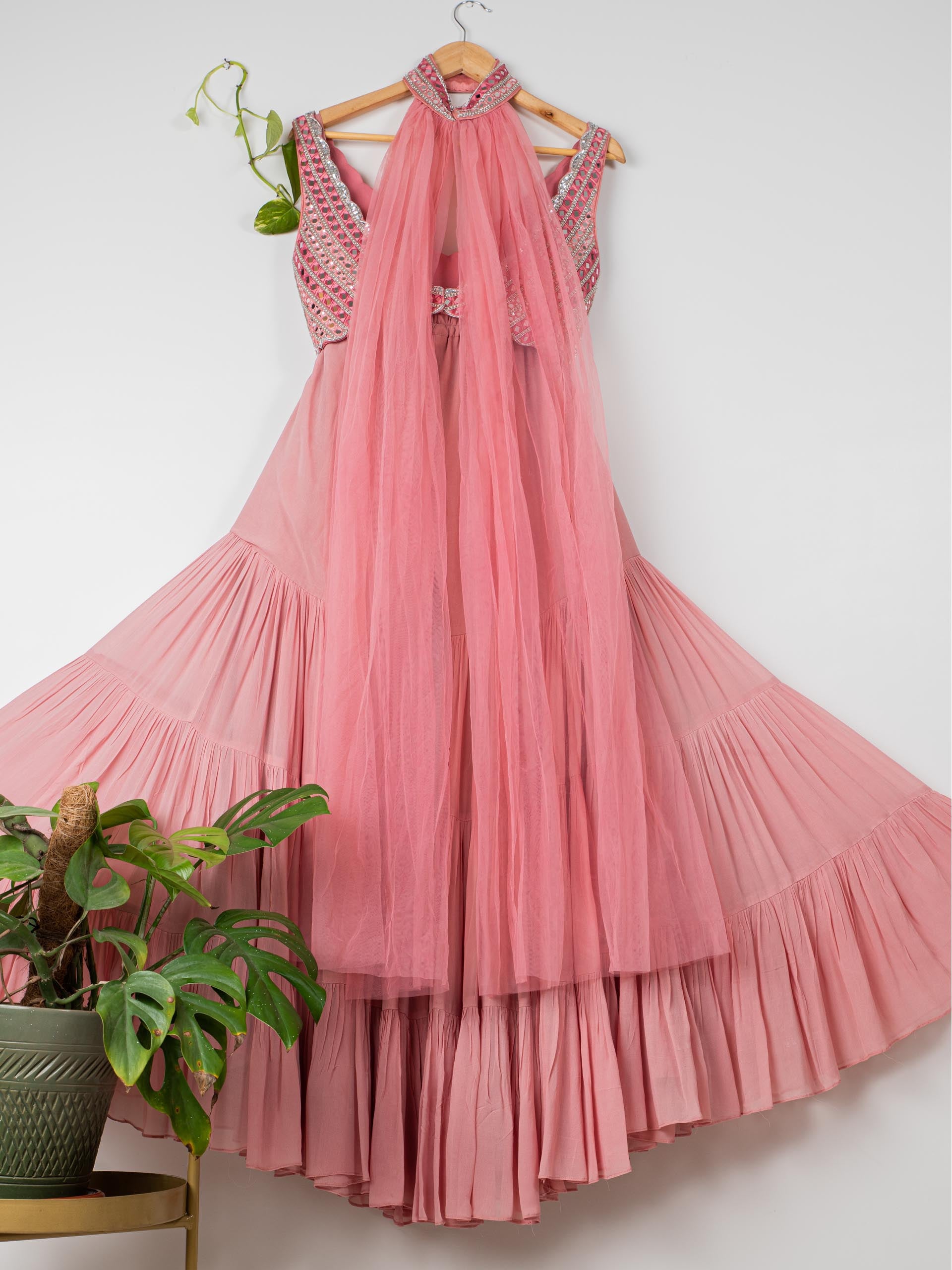 Dusty Pink Layered Mirror Sharara Set image 5